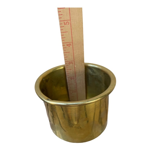 Antique Brass Handcrafted Cylindrical Vessel/Pot 3"x 3" - Picture 6 of 6